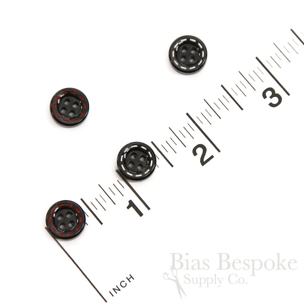 Set of 12 Thick Black Shirt Buttons with Red & White | Etsy