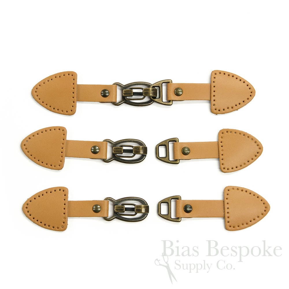 7 3/8 Genuine Leather & Metal Toggle Closures Made in Etsy