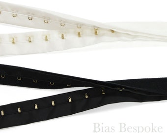 Elegant, Subtle Hook & Eye Tape with Gold Hooks, Sold by the Yard, Made in Italy
