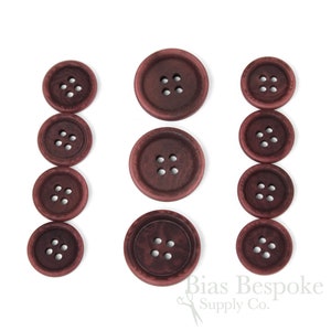 Sets of LUCA Classic Matte Burgundy Corozo Suit Buttons, Made in Italy