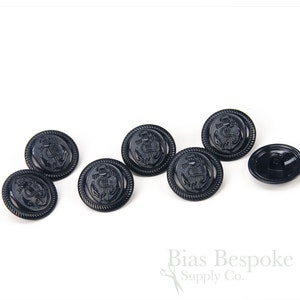 Set of 12 Metal Anchor Buttons in a Navy Enamel Finish, 32 Line