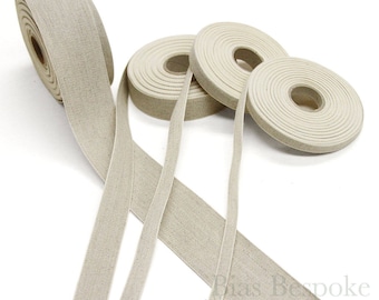 20 Meter Roll Natural Linen and Cotton Ribbon Tape in Four Widths, Made in Italy