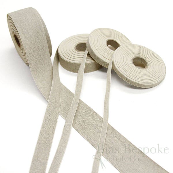 20 Meter Roll Natural Linen and Cotton Ribbon Tape in Four Widths, Made in Italy