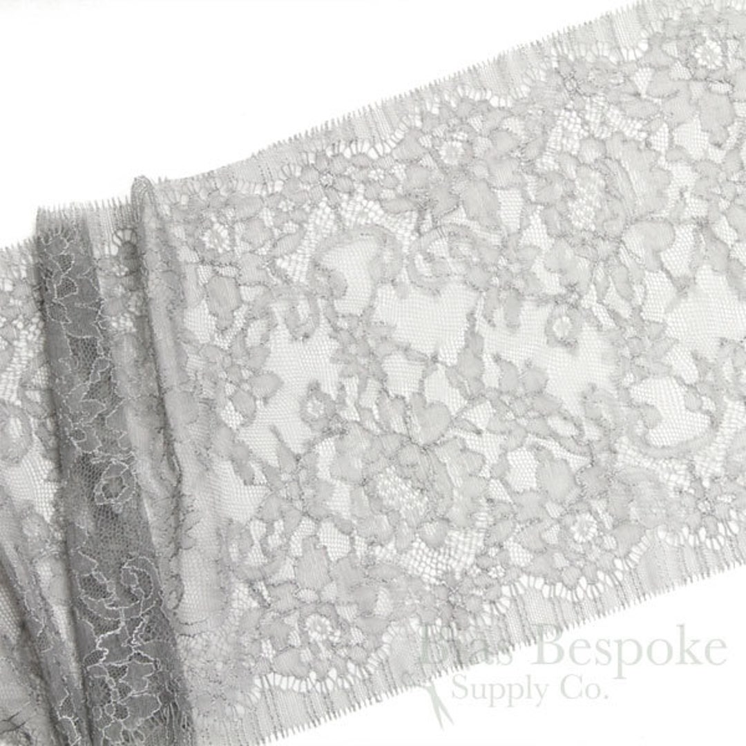 6 1/2 Wide Pale Gray Stretch Leavers Lace Trim, Made in France, Sold by the  Yard -  Canada