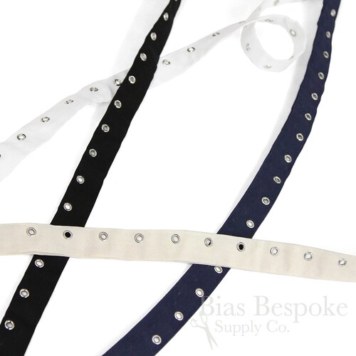 100 Cotton Eyelet Tape With Silver Eyelets Made in Italy Etsy