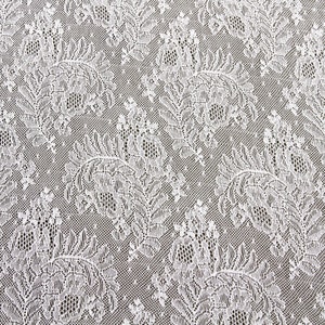 100" Wide White Stretch Floral Lace Fabric (Dyeable), Made in France, Sold by the Yard