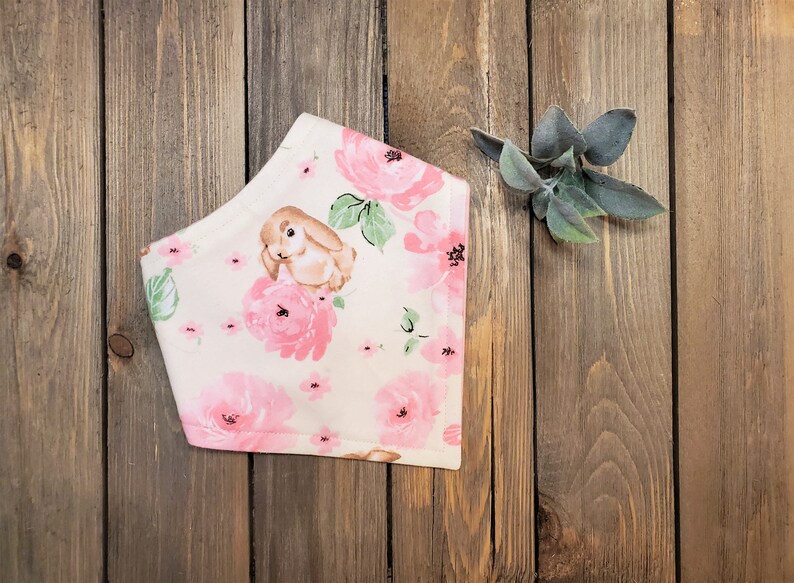 Baby Shower Drool Bib Baby Bandana Bib Teething Bib Bibdana Bunny Flowers Baby Bib