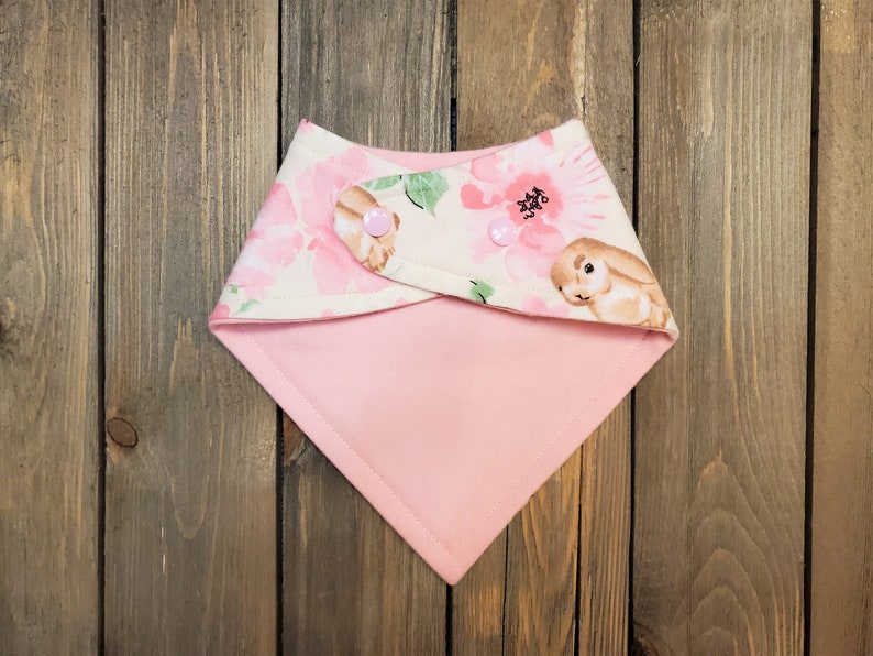 Baby Shower Drool Bib Baby Bandana Bib Teething Bib Bibdana Bunny Flowers Baby Bib