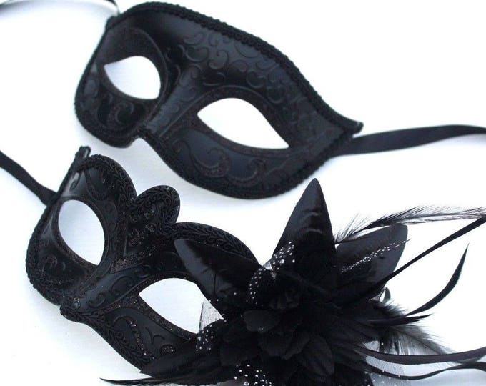 Black Pair of Male and Female Masquerade Masks