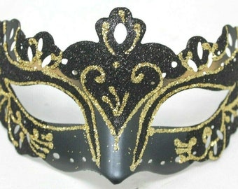 Black and Gold Rialto Masquerade Mask for Masked Ball Carnival Party Halloween