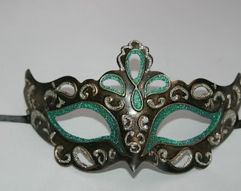 Green, Gold, Bronze and Silver Rialto Masquerade Mask