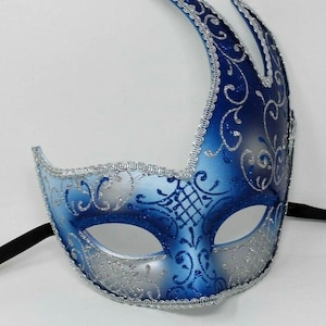 Blue and Silver Wave Masquerade Mask
