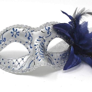 Blue and Silver Masquerade Mask