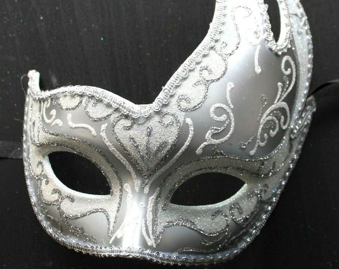 White and SilverWave Masquerade Mask