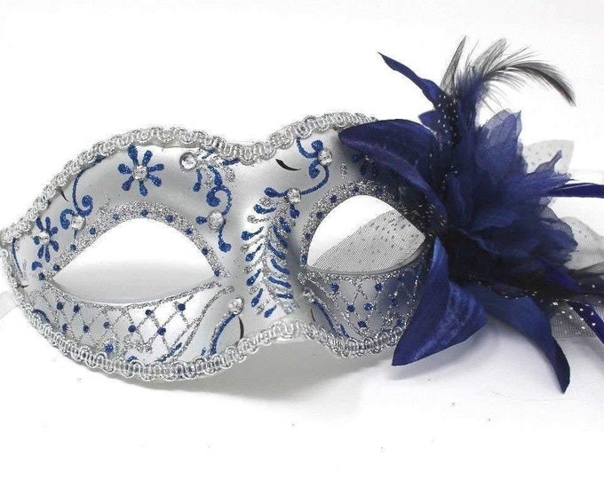Blue and Silver Masquerade Mask