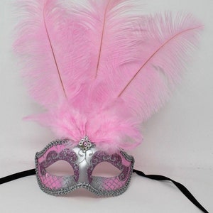 Masque de mascarade bébé rose et argent