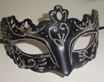Black and Silver Rialto Masquerade Mask for Masked Ball Carnival Party Halloween