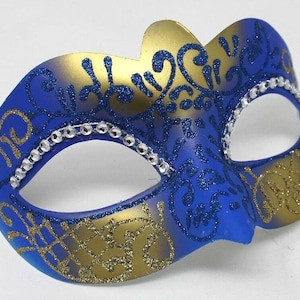 Blue and Gold Diamonte Masquerade Mask