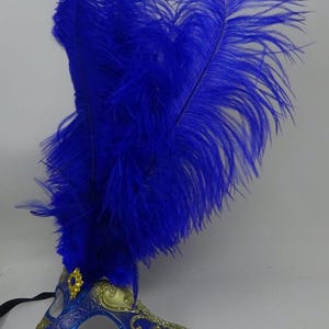 Blue and Gold Feather Masquerade Mask - Etsy UK