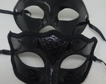 Black His n Hers Couples Venetian Masquerade Party Ball Prom Eye Carnival Masks