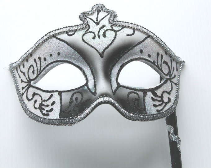 White and Silver Mask on Stick