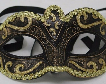 黒と金の渦巻き模様のベネチアン仮面舞踏会パーティーボールアイ