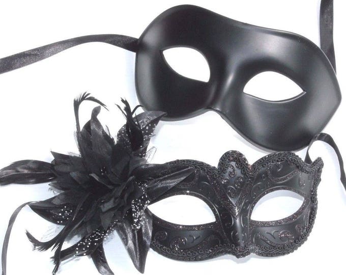Black Quality Pair of Male and Female Masquerade Masks