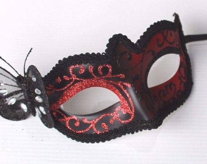 Red and Black Butterfly Masquerade Mask for Masked Ball