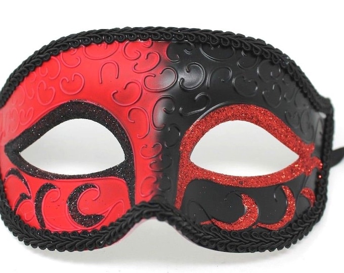 Red and Black Masquerade Mask for Masked Ball
