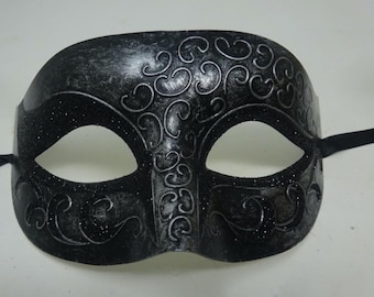 Mens or Ladies Silver and Black Flick Masquerade Mask