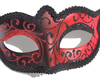 Red and Black Venetian Masquerade Party Prom Eye Mask for Masked Ball