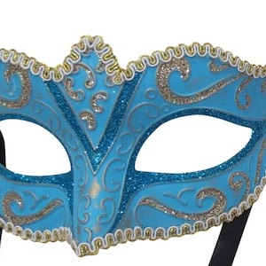 Turquoise and Gold Masquerade Mask