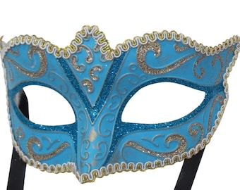 Turquoise and Gold Masquerade Mask