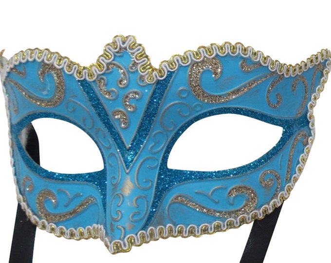 Turquoise and Gold Masquerade Mask