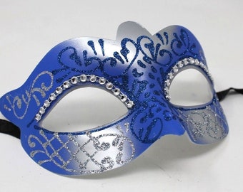 Blue and Silver Diamonte Masquerade Mask