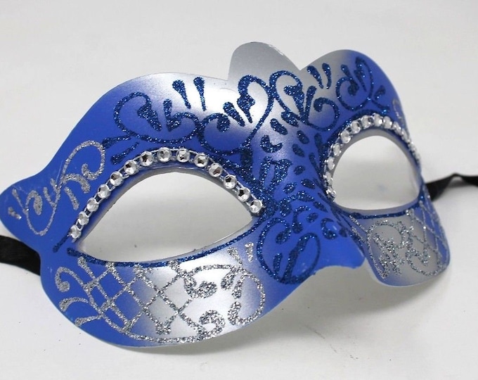 Blue and Silver Diamonte Masquerade Mask