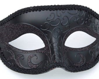 Mens or Ladies Black Masquerade Mask Straight Top