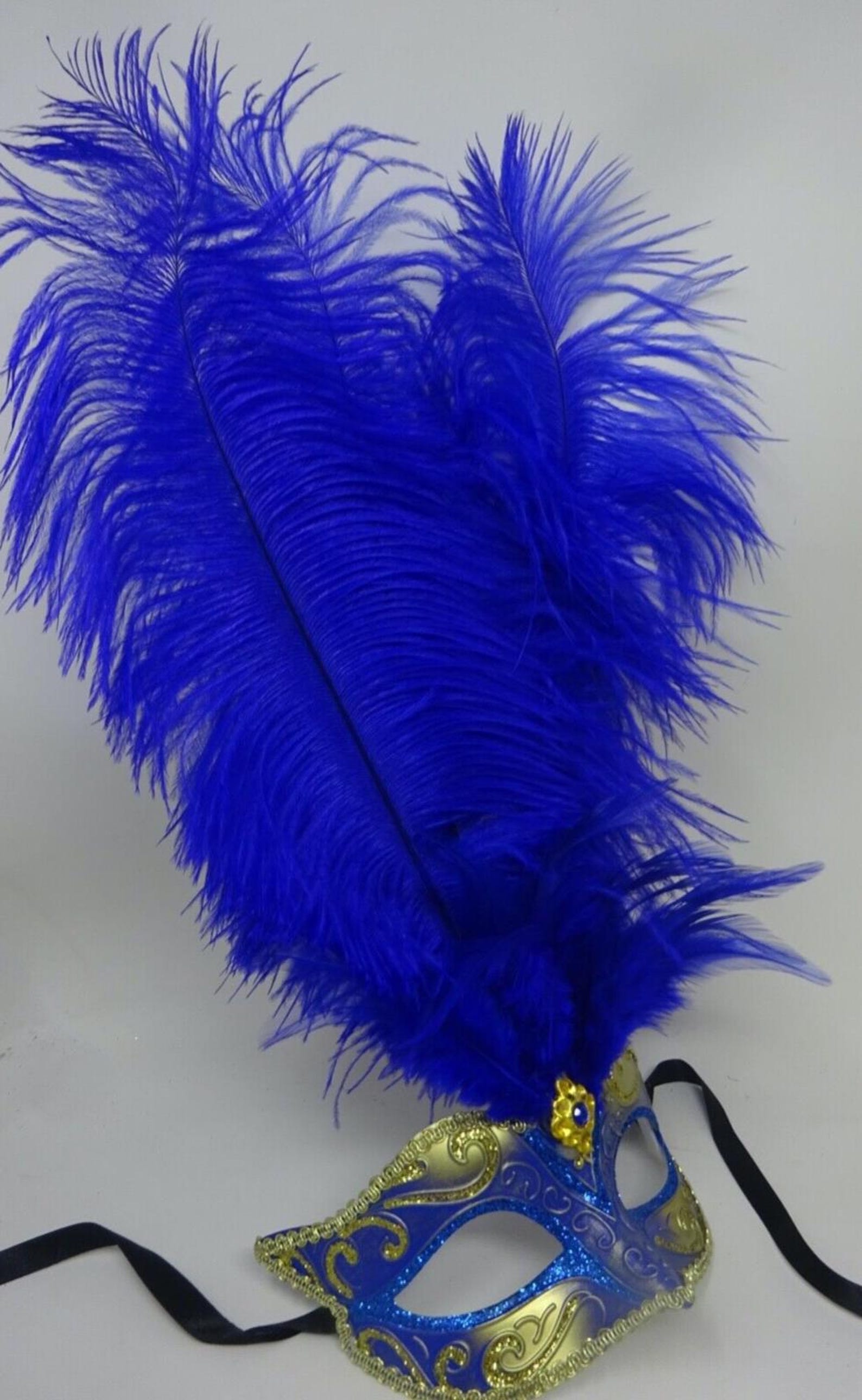 Blue and Gold Feather Masquerade Mask - Etsy UK