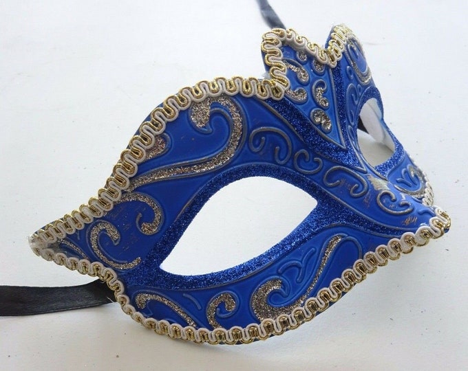 Blue and Gold Venetian Masquerade Carnival Ball Party Eye Mask