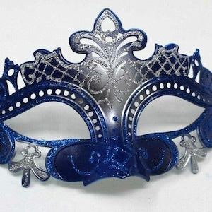 Ladies Blue and Silver Rialto Masquerade Party Carnival Ball Eye Mask