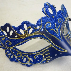 Blue and Gold Rialto Venetian Masquerade Carnival Ball Party Eye Mask