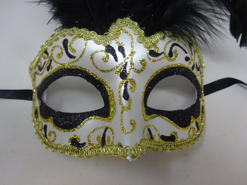 Black Ivory and Gold Venetian Masquerade Ball Carnival Party Prom Mask ...