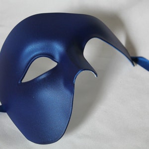 Blue Half Face Phantom Masquerade Mask