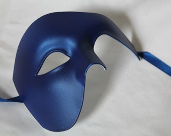 Blue and Gold Half Face Phantom Masquerade Mask - Etsy