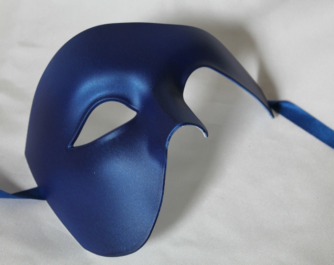 Blue Half Face Phantom Masquerade Mask