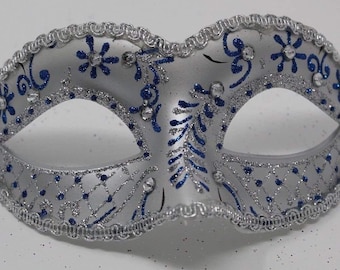 Blue and Silver Masquerade Mask
