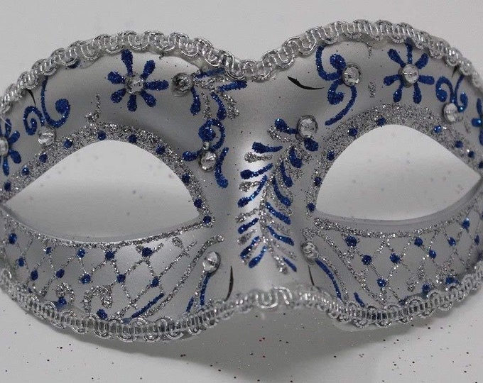 Blue and Silver Masquerade Mask