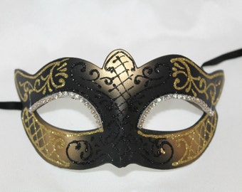 Sparkling Black and Gold Masquerade Mask