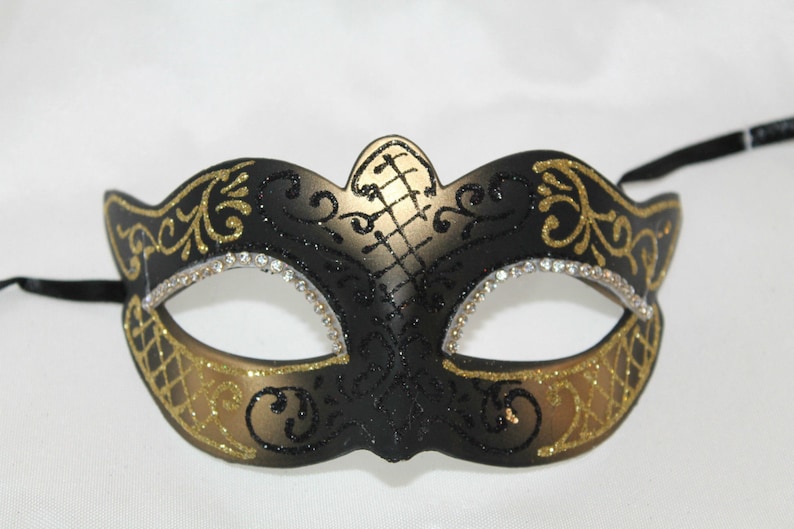 Sparkling Black and Gold Masquerade Mask