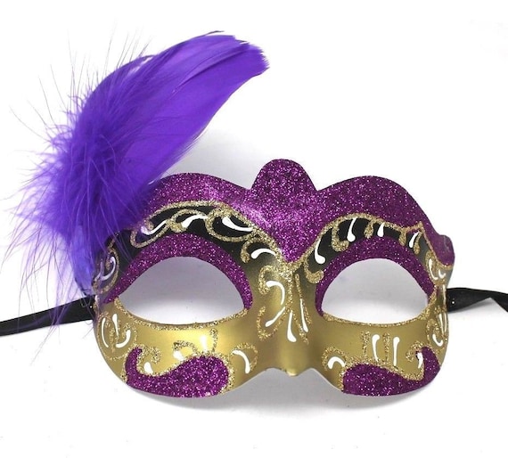 HARLEQUIN MASQUERADE EYEMASK /& SIDE FEATHER Womens Ladies Fancy Dress Accessory